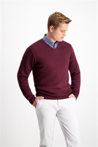 Bordowy sweter męski w kropki 73839 - 106851