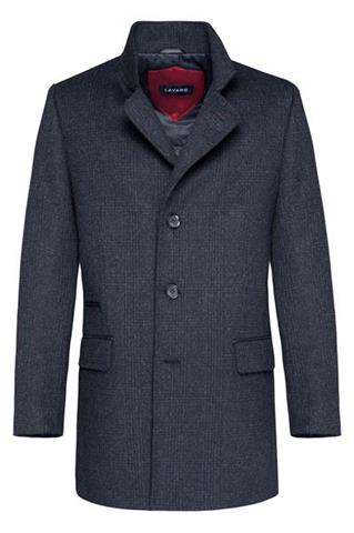 Granatowy płaszcz męski w kratę Thiago Biker 21703 - 1081