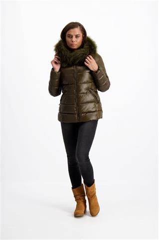 Casualowa kurtka w kolorze khaki z futerkiem 84096 - 143491
