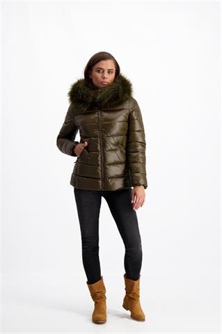 Casualowa kurtka w kolorze khaki z futerkiem 84096 - 143501