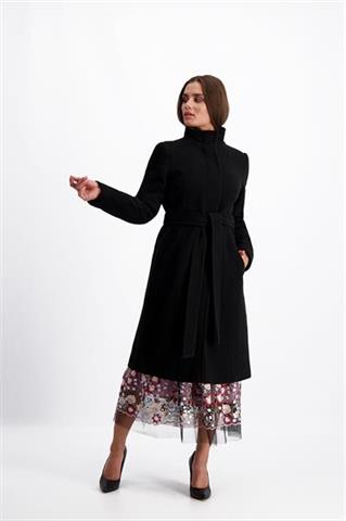 Czarny płaszcz ze stójką Ana Alessia 84001 - 144801