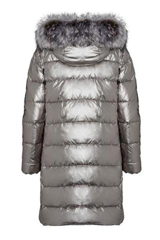 Długa srebrna kurtka damska JNC 84233 - 14781