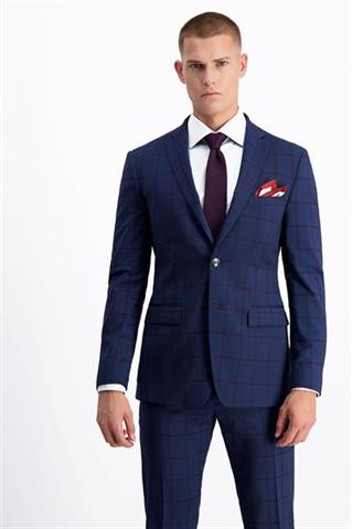Granatowy garnitur w kratę Mix&Match (254) marynarka - 149041