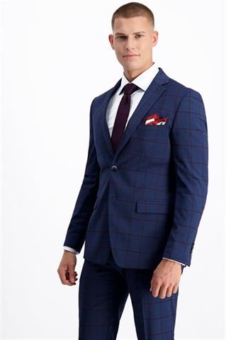 Granatowy garnitur w kratę Mix&Match (254) marynarka - 149051