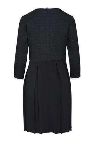 Czarna sukienka z białą lamówką 84220 - 16891