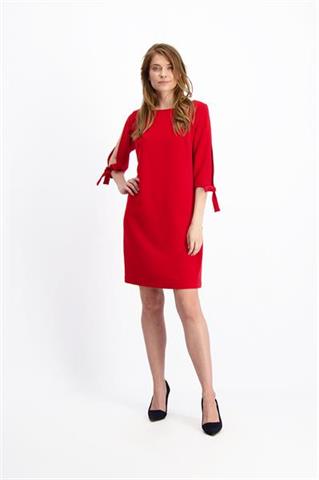 Czerwona sukienka z wiązaniem przy rękawach Xenia 84476 - 175991
