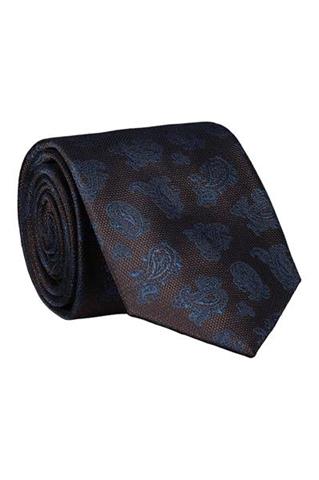 Brązowy krawat we wzór paisley 57353 - 178111