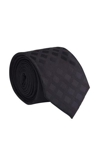 Czarny krawat w kratę 57044 - 18241