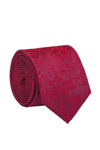 Bordowy krawat z motywem paisley 57061 - 18751