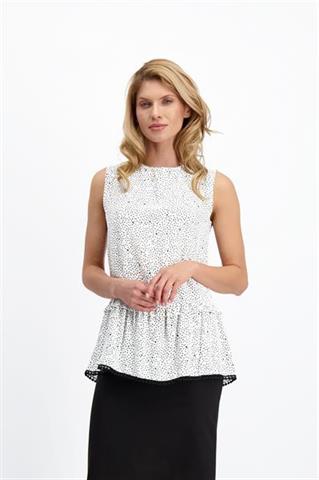Biała bluzka damska w kropki Inga 84651 - 191181