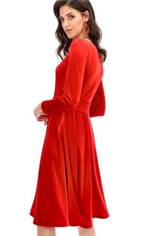 Czerwona sukienka z weluru 58110 - 217911
