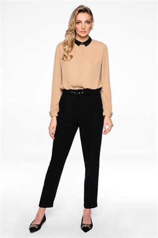 Czarne spodnie damskie z zaszewkami 58122 - 218671