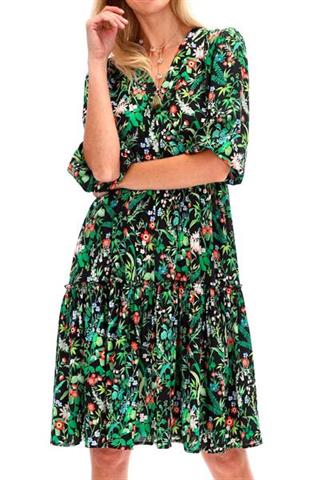 Letnia sukienka w kwiaty z rękawami ¾ 58159 - 220761