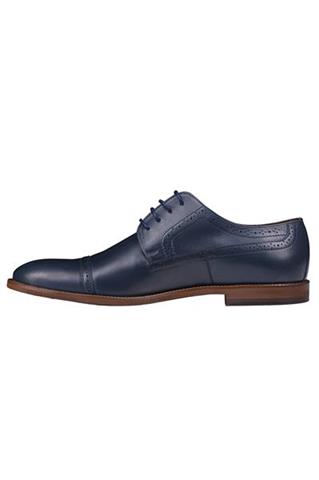 Granatowe skórzane buty męskie derby 72836 - 28271