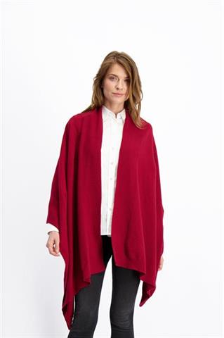Czerwone poncho damskie 84450 - 303641