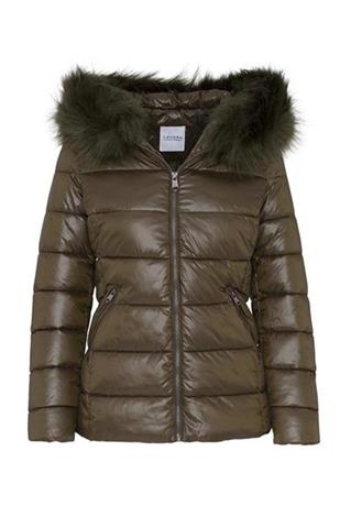 Casualowa kurtka w kolorze khaki z futerkiem 84096 - 31501