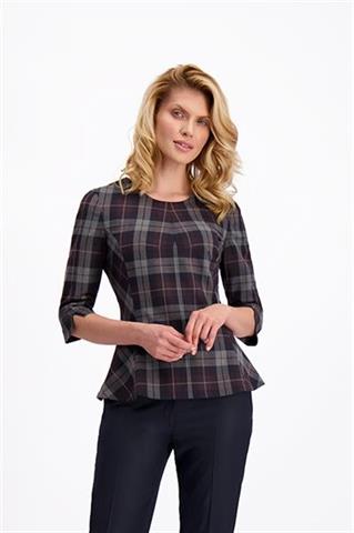 Bluzka w kratę z baskinką 84209 - 316131