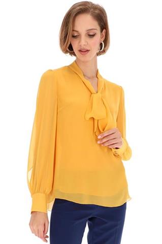 Elegancka bluzka damska z wiązaniem pod szyją 58491 - 323201