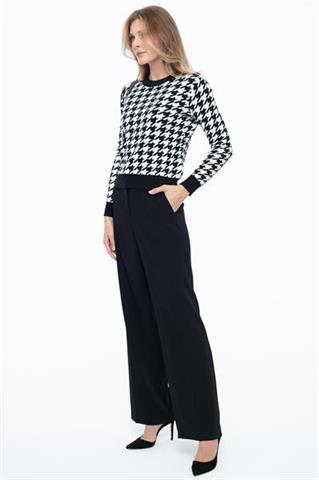 Czarno-biały sweter damski w pepitkę 58518 - 326521