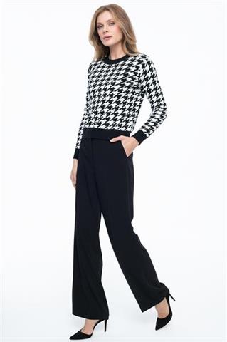 Czarno-biały sweter damski w pepitkę 58518 - 326551