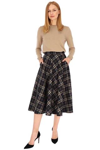 Rozkloszowana spódnica midi w grubą kratkę 58570 - 338231