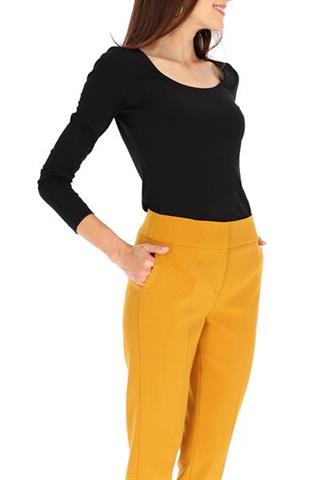 Damskie spodnie garniturowe w kolorze musztardowym 58588 - 339671