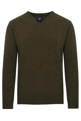 Wełniany sweter khaki V-Neck 72758 - 34611