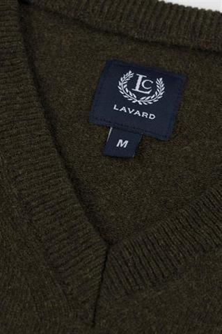 Wełniany sweter khaki V-Neck 72758 - 34641