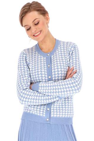 Błękitny kardigan w pepitkę 58620 - 360561