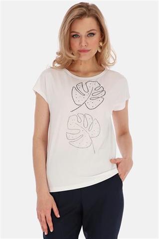 Biały t-shirt z cekinami 58616 - 360781