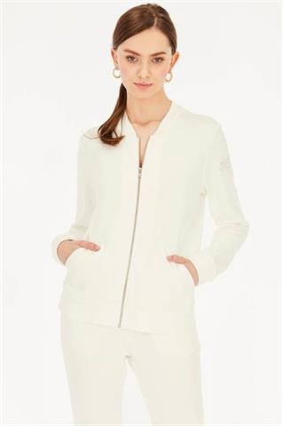 Biała bluza damska z cekinami 58637 - 365001
