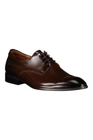 Brązowe buty męskie ze skóry naturalnej o wysokim połysku 75144 - 375081