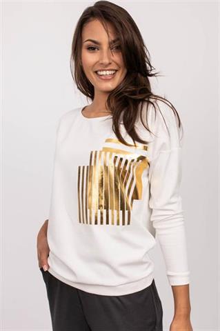 Bluza damska ze złotym wzorem 58702 - 376131
