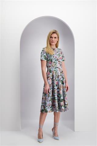 Bawełniana sukienka midi w roślinne wzory 85925 - 378691