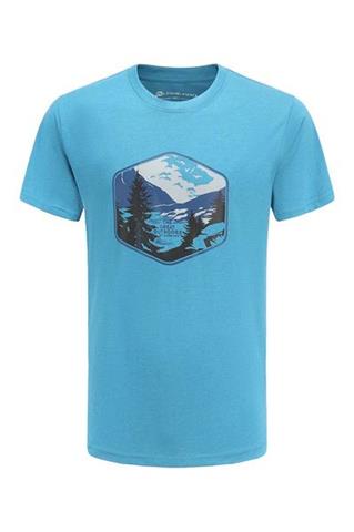 Turkusowy t-shirt męski z nadrukiem 58793 - 382461
