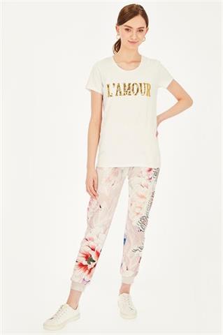 Biały t-shirt damski z cekinami 58829 - 390871