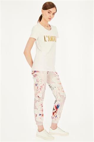 Biały t-shirt damski z cekinami 58829 - 390901