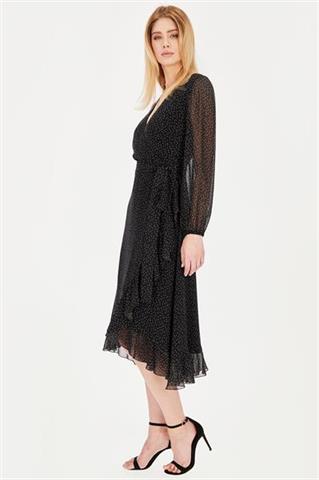 Czarna sukienka w kropki 58839 - 391501