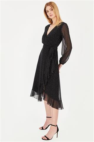 Czarna sukienka w kropki 58839 - 391511