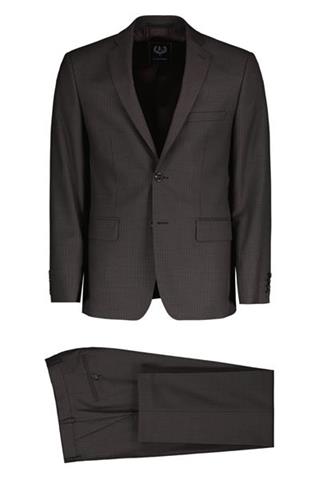 Brązowy garnitur w prążki 34896 - 394521