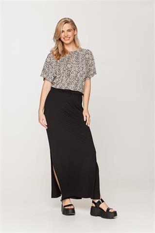 Czarna sukienka maxi z rozcięciami 58860 - 396821