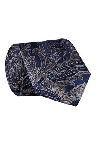 Granatowy krawat we wzór paisley 57516 - 405131
