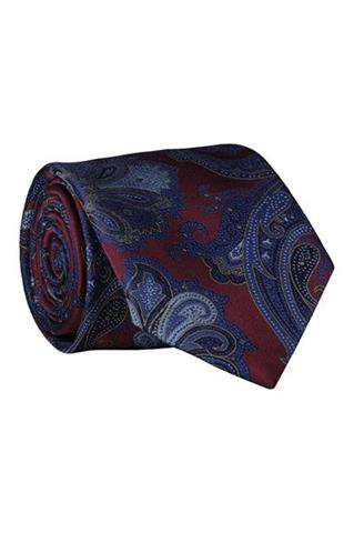 Bordowy krawat we wzór paisley 57510 - 405421