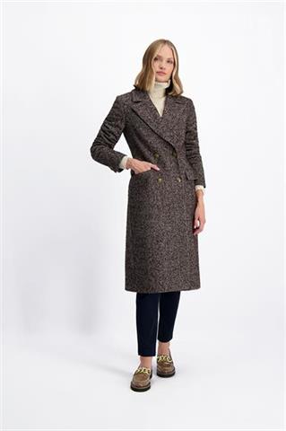Brązowy płaszcz z wełną 86260 - 414491