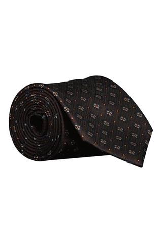 Brązowy krawat we wzory 57570 - 429251