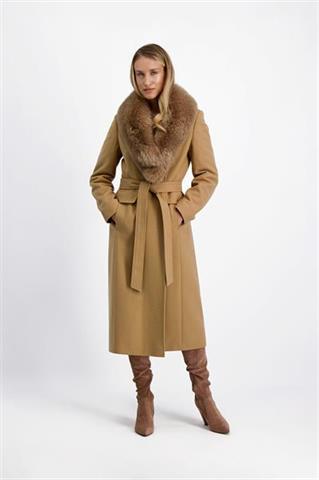 Wełniany płaszcz z naturalnym futrem 85168 - 431761