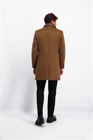 Camelowy płaszcz z wełną 29862 - 432371