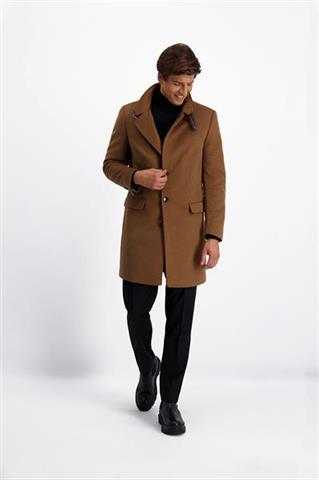 Camelowy płaszcz z wełną 29862 - 432381