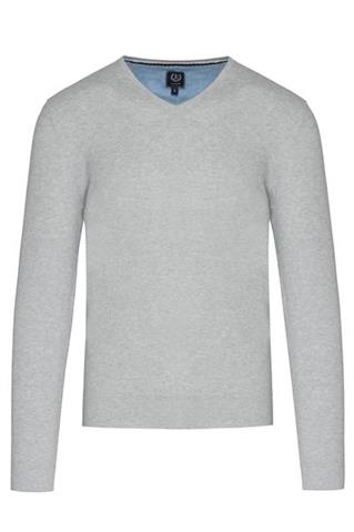 Szary melanżowy sweter V-neck 72665 - 43841