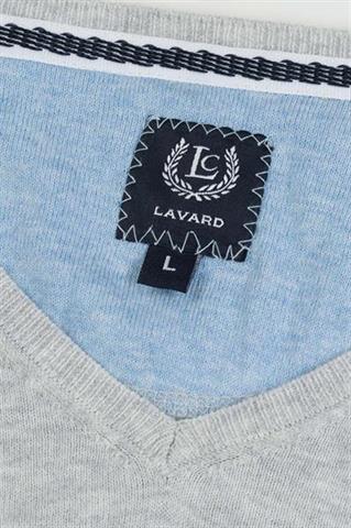 Szary melanżowy sweter V-neck 72665 - 43871